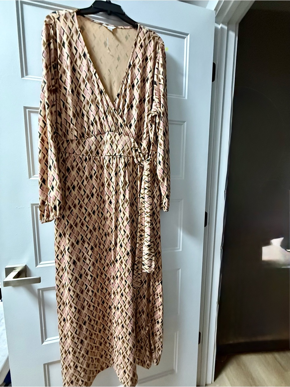 Cato Pink Geometric Wrap Maxi Dress